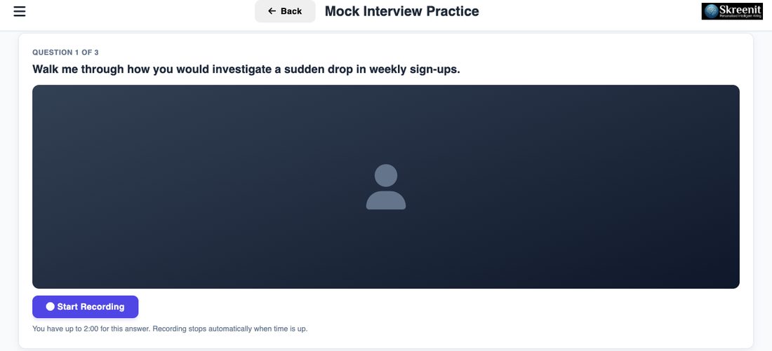 Mock interview recording screen