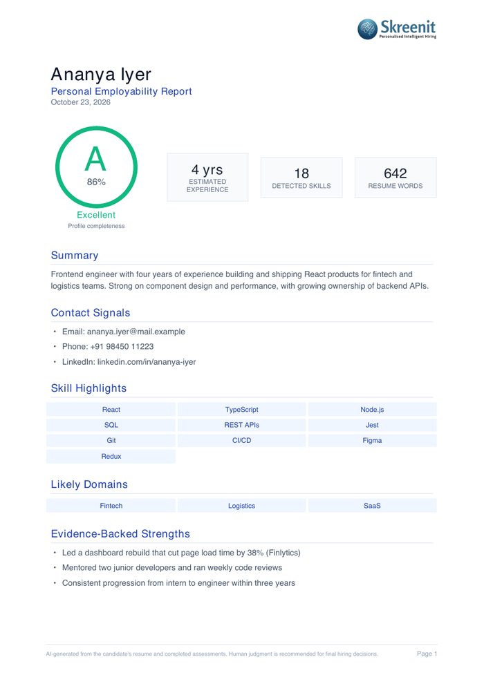 Employability Report, page 1