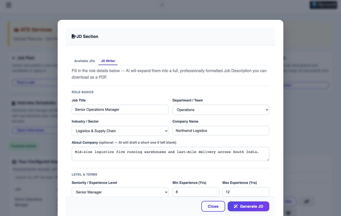 JD Writer form
