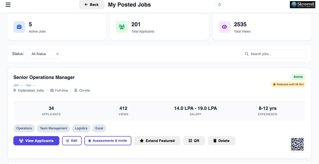 My Jobs page